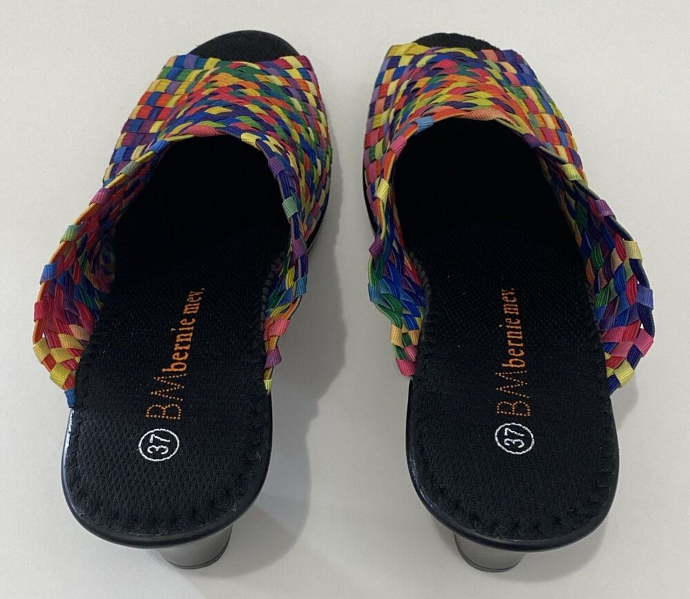 Bernie Mev Sun Texas Rainbow Basket Weave Slide Mule Shoes EU 37 US 6.5 - 7 NEW - Picture 9 of 10